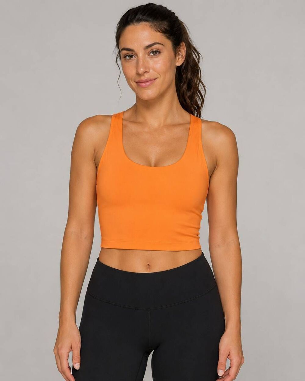 Lululemon Orange Built-In Bra Cropped Tank Top Women's Size 2 Athletic Yoga